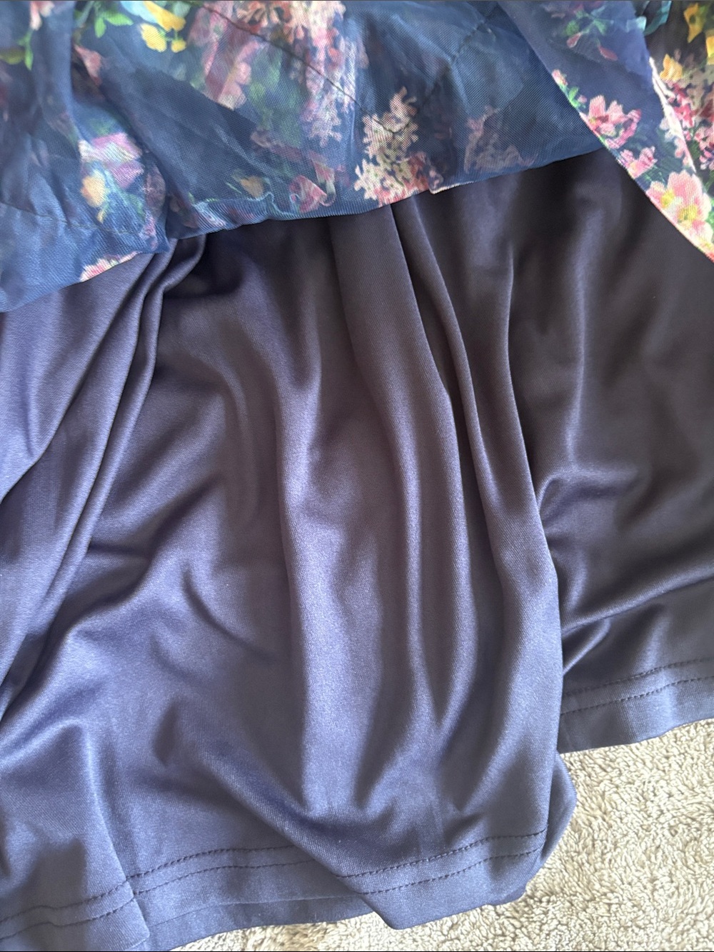 Lulu's Navy Floral Ruffled Strapless Dress - Picture 6 of 8